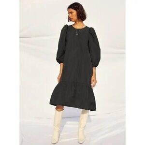 Aritzia Wilfred Sedona Taffeta Ruffle Midi Dress Black Size XS